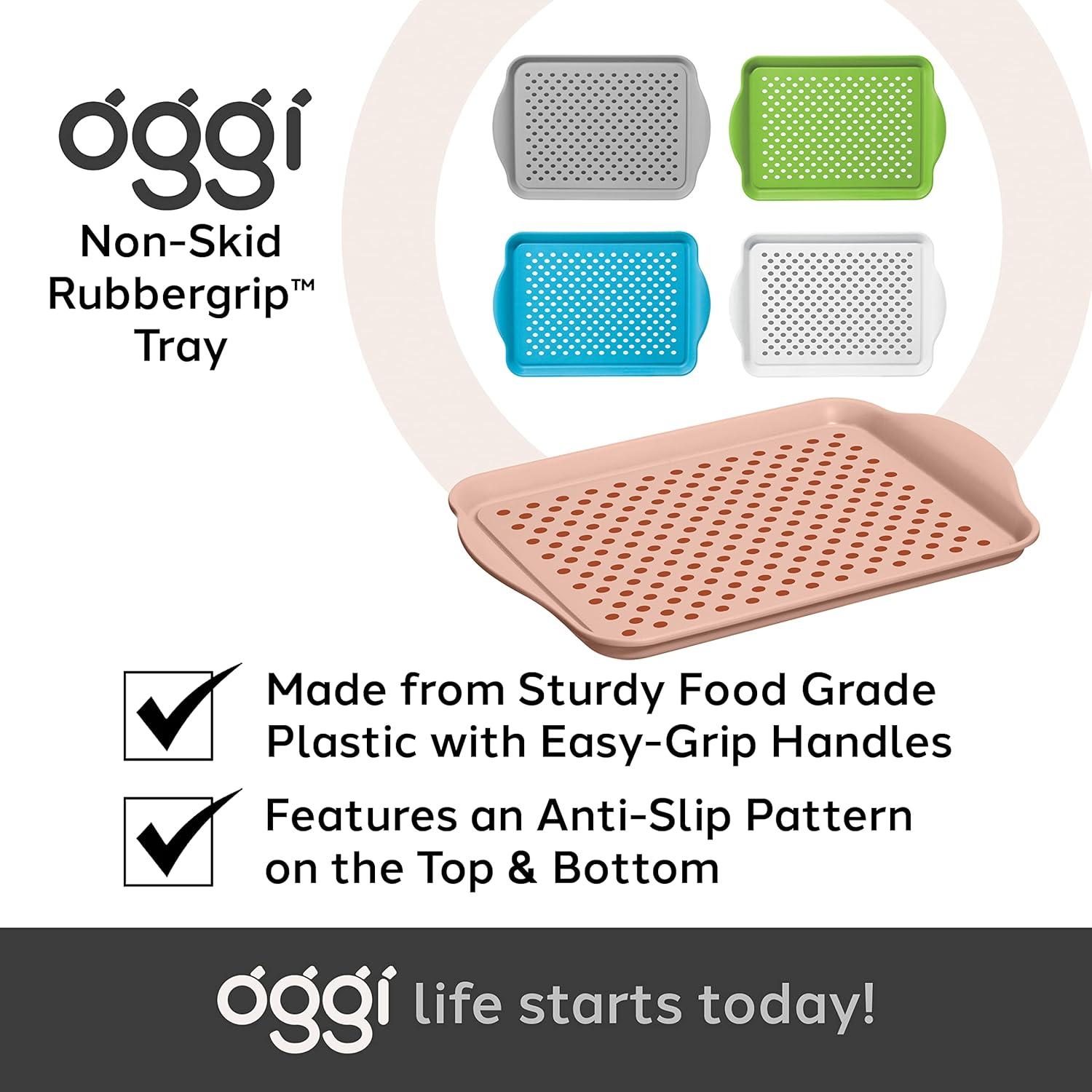 imageOggi OGGI Anti Slip Serving Tray with Handles Black Rectangle Tray  Ideal for Eating Breakfast Food Appetizer Tray Serving 175 x 115 55043BlushBrick Red