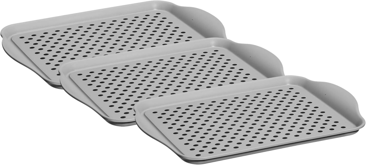 imageOggi OGGI Anti Slip Serving Tray with Handles Black Rectangle Tray  Ideal for Eating Breakfast Food Appetizer Tray Serving 175 x 115 55043GrayDk Gray