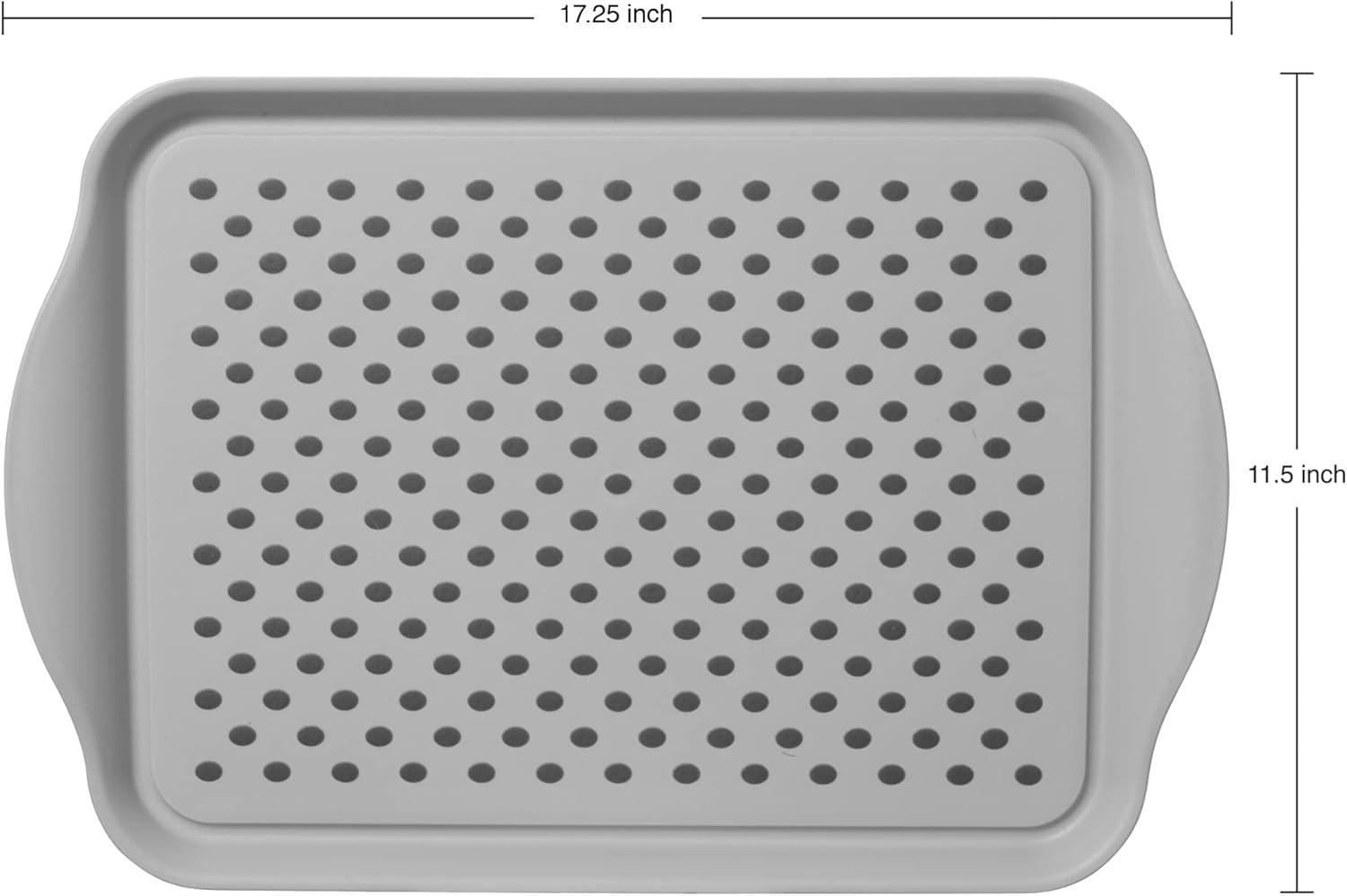 imageOggi OGGI Anti Slip Serving Tray with Handles Black Rectangle Tray  Ideal for Eating Breakfast Food Appetizer Tray Serving 175 x 115 55043GrayDk Gray