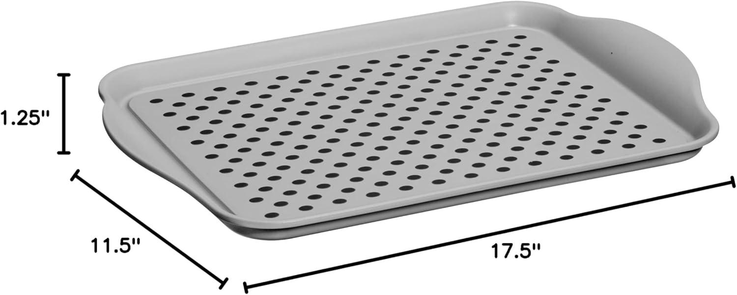 imageOggi OGGI Anti Slip Serving Tray with Handles Black Rectangle Tray  Ideal for Eating Breakfast Food Appetizer Tray Serving 175 x 115 55043GrayDk Gray