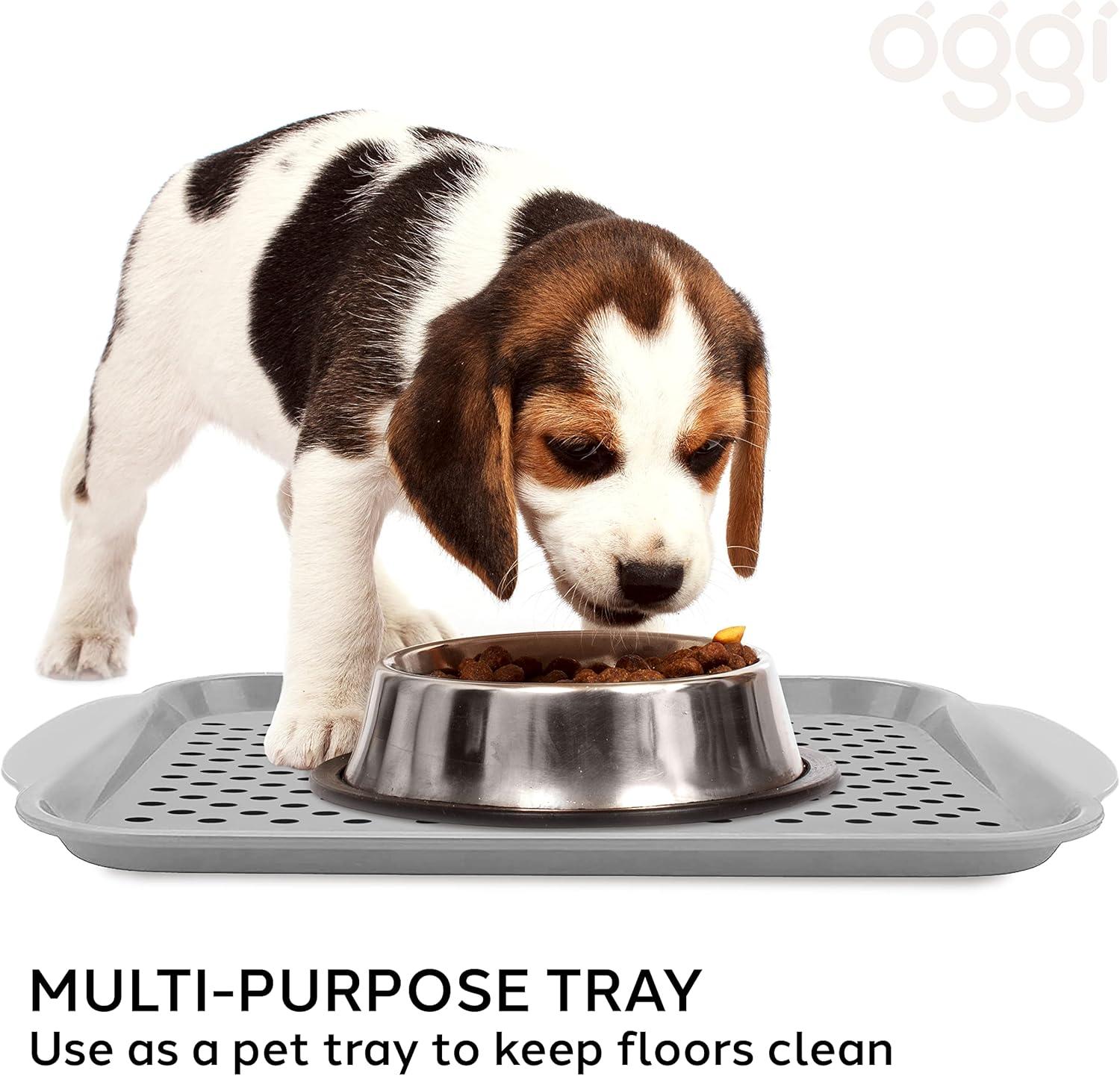 imageOggi OGGI Anti Slip Serving Tray with Handles Black Rectangle Tray  Ideal for Eating Breakfast Food Appetizer Tray Serving 175 x 115 55043GrayDk Gray