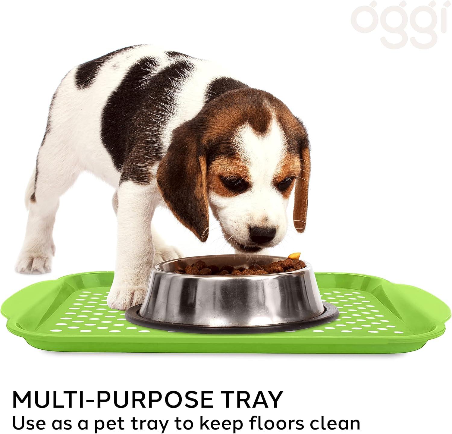 imageOggi OGGI Anti Slip Serving Tray with Handles Black Rectangle Tray  Ideal for Eating Breakfast Food Appetizer Tray Serving 175 x 115 55043Green