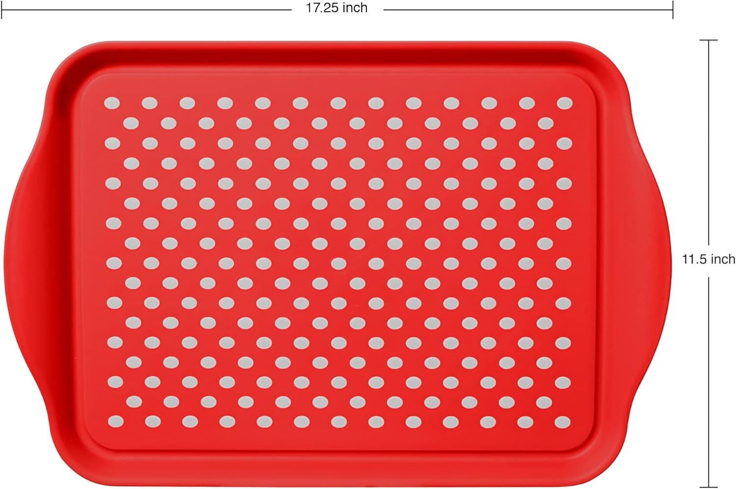 imageOggi OGGI Anti Slip Serving Tray with Handles Black Rectangle Tray  Ideal for Eating Breakfast Food Appetizer Tray Serving 175 x 115 55043Red