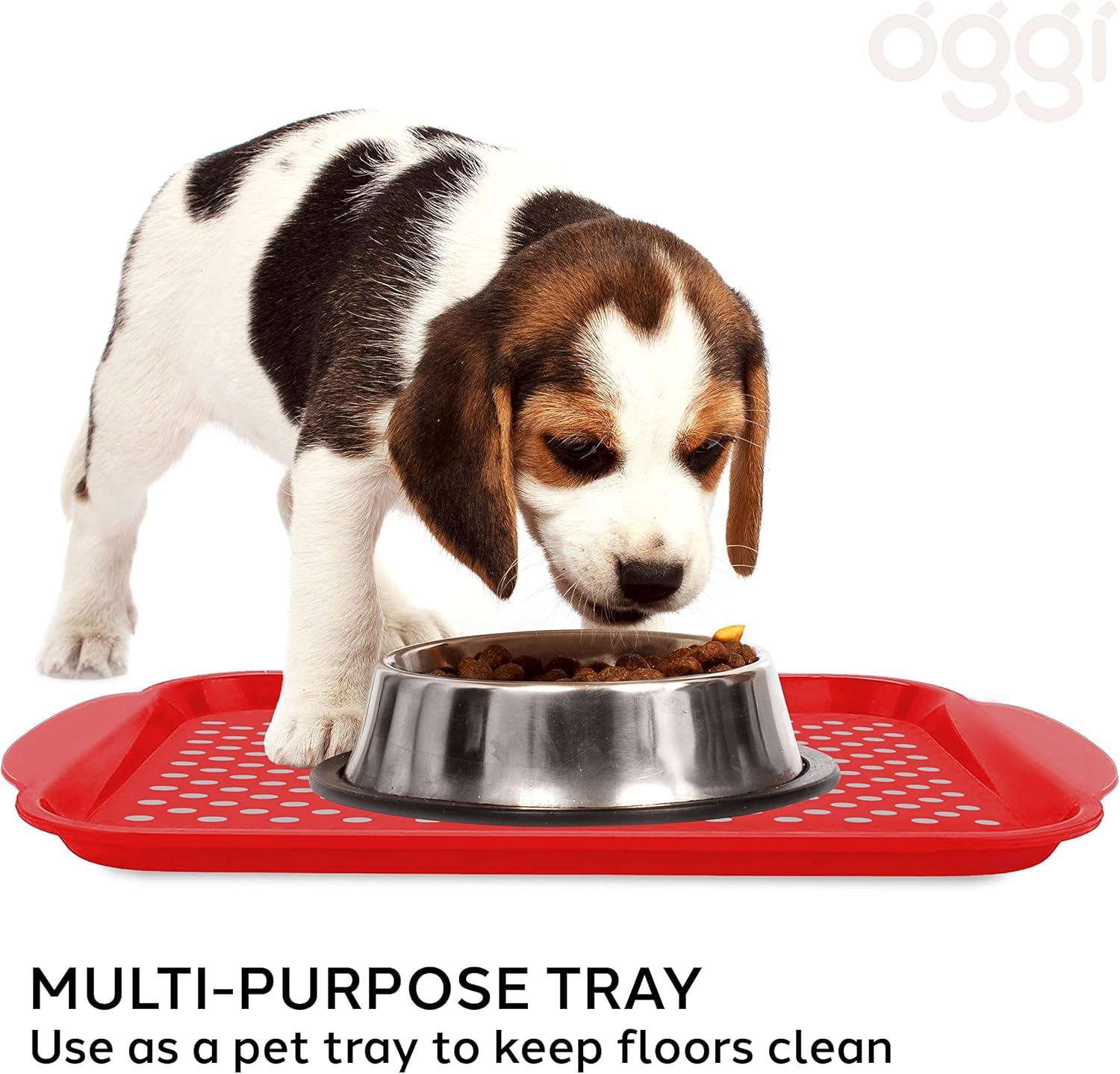 imageOggi OGGI Anti Slip Serving Tray with Handles Black Rectangle Tray  Ideal for Eating Breakfast Food Appetizer Tray Serving 175 x 115 55043Red