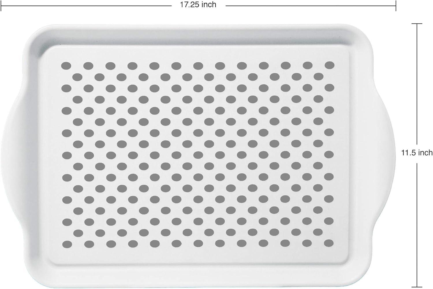 imageOggi OGGI Anti Slip Serving Tray with Handles Black Rectangle Tray  Ideal for Eating Breakfast Food Appetizer Tray Serving 175 x 115 55043White