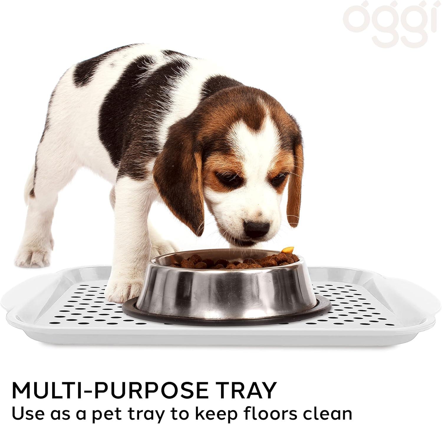 imageOggi OGGI Anti Slip Serving Tray with Handles Black Rectangle Tray  Ideal for Eating Breakfast Food Appetizer Tray Serving 175 x 115 55043White