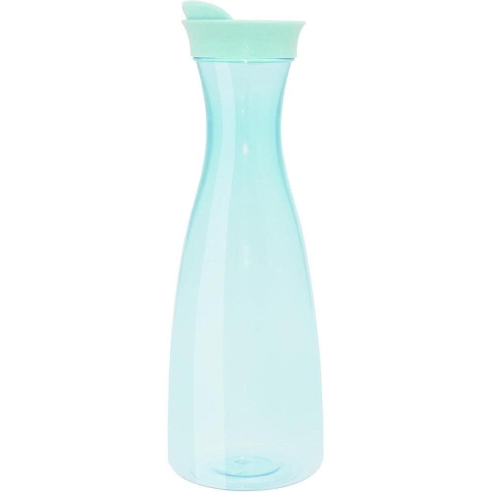 imageOGGI Clear Carafe wFlip Open Lid  Ideal Juice Bottle Clear Pitcher with Lid Tea Pitcher Water Carafe 16 Lt54Oz AquaAqua Tint