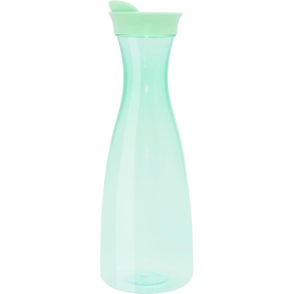 imageOGGI Clear Carafe wFlip Open Lid  Ideal Juice Bottle Clear Pitcher with Lid Tea Pitcher Water Carafe 16 Lt54Oz AquaGreen Tint