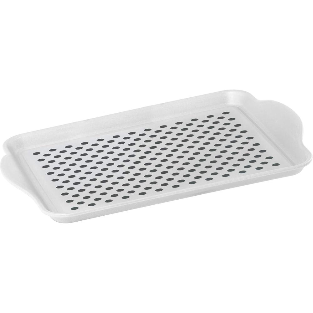 imageOggi OGGI Anti Slip Serving Tray with Handles Black Rectangle Tray  Ideal for Eating Breakfast Food Appetizer Tray Serving 175 x 115 55043White