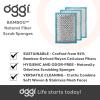 imageOGGI Bambou OdorFree Scrubbing Sponges  Natural Scrub Sponges for Dishes 91 BambooDerived Rayon Cellulose Fiber Reusable Absorbent Durable Scrubbers NonScratch Washable  3 pcs 7x4WhiteTurquoise