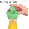 imageOGGI Clear Carafe wFlip Open Lid  Ideal Juice Bottle Clear Pitcher with Lid Tea Pitcher Water Carafe 16 Lt54Oz AquaClear  Green Lid