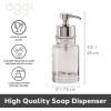 imageOGGI Glass Foaming Soap Dispenser  10oz Capacity Round Heavy Glass  Stylish Refillable Foaming Hand Soap Dispenser for Bathroom and Kitchen GrayChromeClear