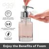 imageOGGI Glass Foaming Soap Dispenser  10oz Capacity Round Heavy Glass  Stylish Refillable Foaming Hand Soap Dispenser for Bathroom and Kitchen GrayChromeClear