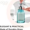 imageOGGI Glass Foaming Soap Dispenser  10oz Capacity Round Heavy Glass  Stylish Refillable Foaming Hand Soap Dispenser for Bathroom and Kitchen GrayChromeAqua