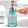 imageOGGI Glass Foaming Soap Dispenser  10oz Capacity Round Heavy Glass  Stylish Refillable Foaming Hand Soap Dispenser for Bathroom and Kitchen GrayChromeAqua