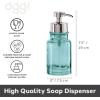 imageOGGI Glass Foaming Soap Dispenser  10oz Capacity Round Heavy Glass  Stylish Refillable Foaming Hand Soap Dispenser for Bathroom and Kitchen GrayChromeAqua
