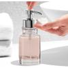 imageOGGI Glass Foaming Soap Dispenser  10oz Capacity Round Heavy Glass  Stylish Refillable Foaming Hand Soap Dispenser for Bathroom and Kitchen GrayChromeClear