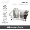 imageOGGI Large Dish Drying Rack  White ampamp Bamboo Dish Drying Rack Drying Rack Kitchen Dish Rack Dish Racks for Kitchen Counter Durable Coated Steel Kitchen Drying Rack with Cutlery HolderBlack Chrome