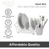 imageOGGI Large Dish Drying Rack  White ampamp Bamboo Dish Drying Rack Drying Rack Kitchen Dish Rack Dish Racks for Kitchen Counter Durable Coated Steel Kitchen Drying Rack with Cutlery HolderWhite
