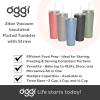 imageOggi 24oz Vacuum Insulated Fluted Tumbler with Straw  Stainless Steel Travel Coffee Mug Cute Adult Sippy Cup with Lid  Hot ampamp Cold Beverage Gift Car Cup Holder Friendly BlushGray
