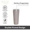 imageOggi 24oz Vacuum Insulated Fluted Tumbler with Straw  Stainless Steel Travel Coffee Mug Cute Adult Sippy Cup with Lid  Hot ampamp Cold Beverage Gift Car Cup Holder Friendly BlushGray