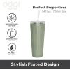 imageOggi 24oz Vacuum Insulated Fluted Tumbler with Straw  Stainless Steel Travel Coffee Mug Cute Adult Sippy Cup with Lid  Hot ampamp Cold Beverage Gift Car Cup Holder Friendly BlushGreen