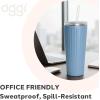 imageOggi 24oz Vacuum Insulated Fluted Tumbler with Straw  Stainless Steel Travel Coffee Mug Cute Adult Sippy Cup with Lid  Hot ampamp Cold Beverage Gift Car Cup Holder Friendly BlushBlack