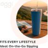 imageOggi 24oz Vacuum Insulated Fluted Tumbler with Straw  Stainless Steel Travel Coffee Mug Cute Adult Sippy Cup with Lid  Hot ampamp Cold Beverage Gift Car Cup Holder Friendly BlushBlush