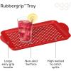 imageOggi OGGI Anti Slip Serving Tray with Handles Black Rectangle Tray  Ideal for Eating Breakfast Food Appetizer Tray Serving 175 x 115 55043Red
