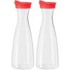 imageOGGI Clear Carafe wFlip Open Lid  Ideal Juice Bottle Clear Pitcher with Lid Tea Pitcher Water Carafe 16 Lt54Oz AquaClear  Red Lid