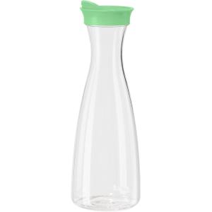 imageOGGI Clear Carafe wFlip Open Lid  Ideal Juice Bottle Clear Pitcher with Lid Tea Pitcher Water Carafe 16 Lt54Oz AquaClear  Green Lid