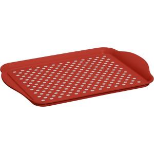 imageOggi OGGI Anti Slip Serving Tray with Handles Black Rectangle Tray  Ideal for Eating Breakfast Food Appetizer Tray Serving 175 x 115 55043Red