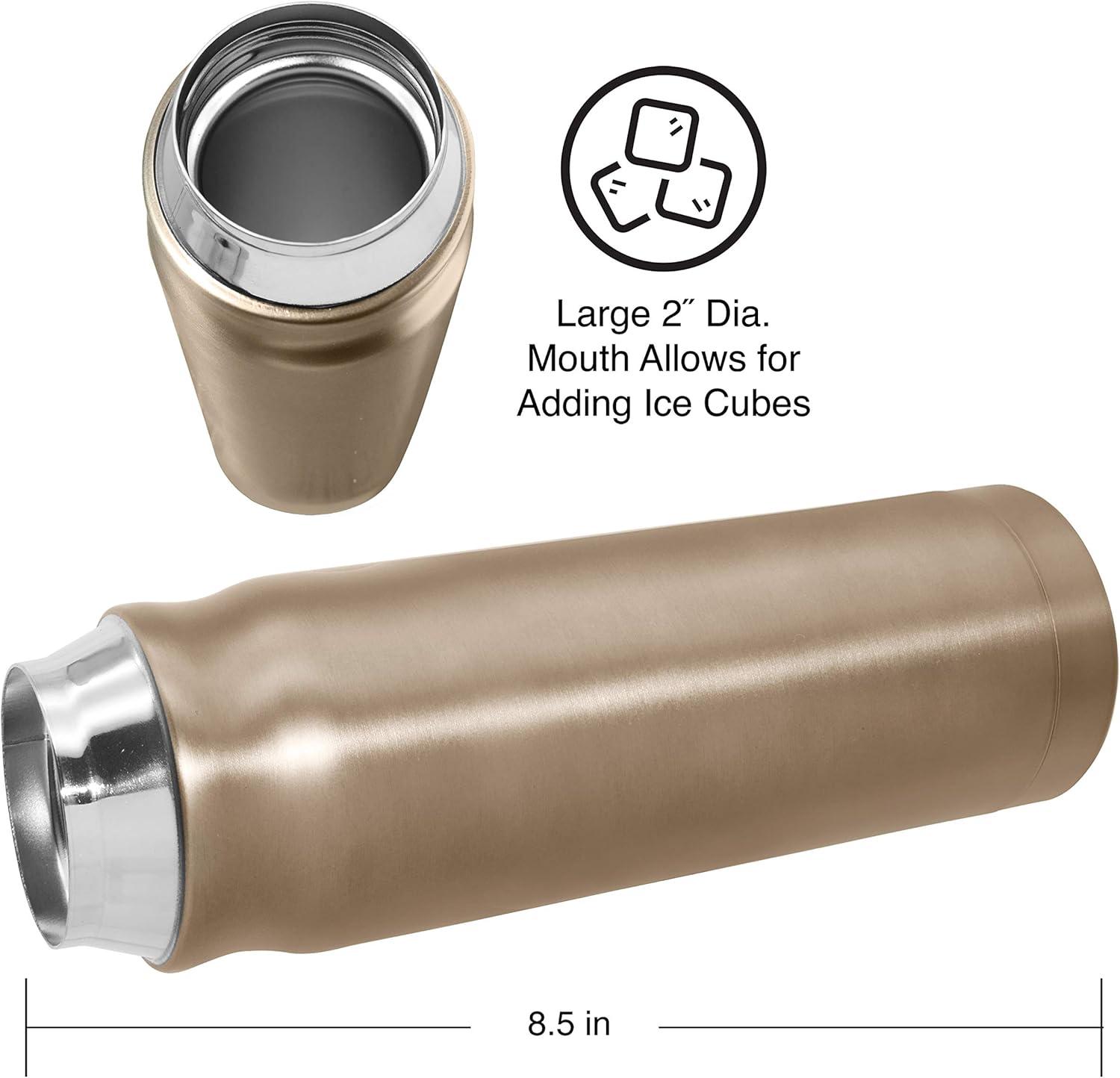 imageOGGI Caliber Stainless Steel Travel Water Bottle Insulated Coffee Mug Metal Water Bottle Sports Bottle Water Flask Travel Bottles 17oz PeacockChampagne