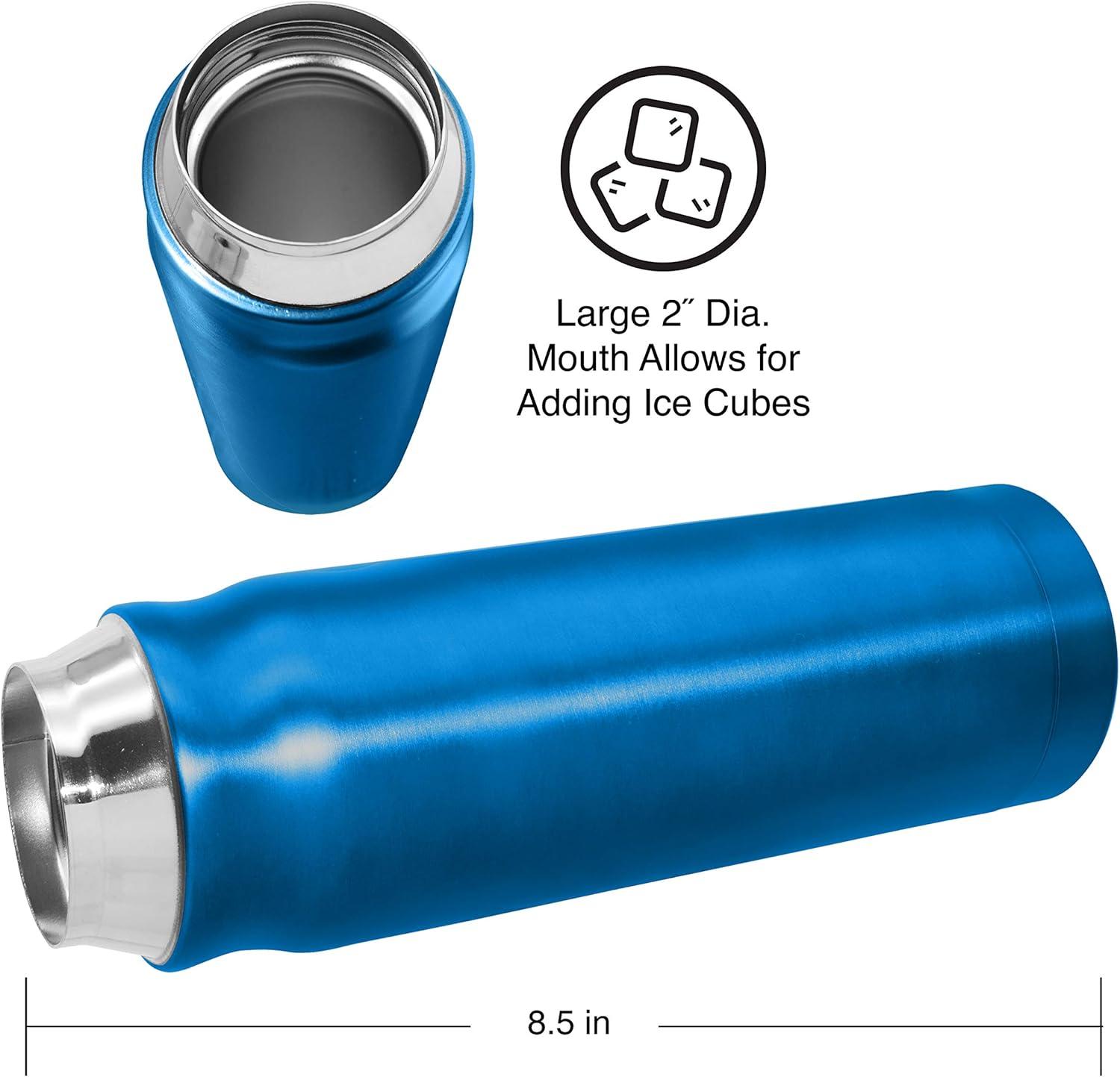 imageOGGI Caliber Stainless Steel Travel Water Bottle Insulated Coffee Mug Metal Water Bottle Sports Bottle Water Flask Travel Bottles 17oz PeacockMidnight Blue