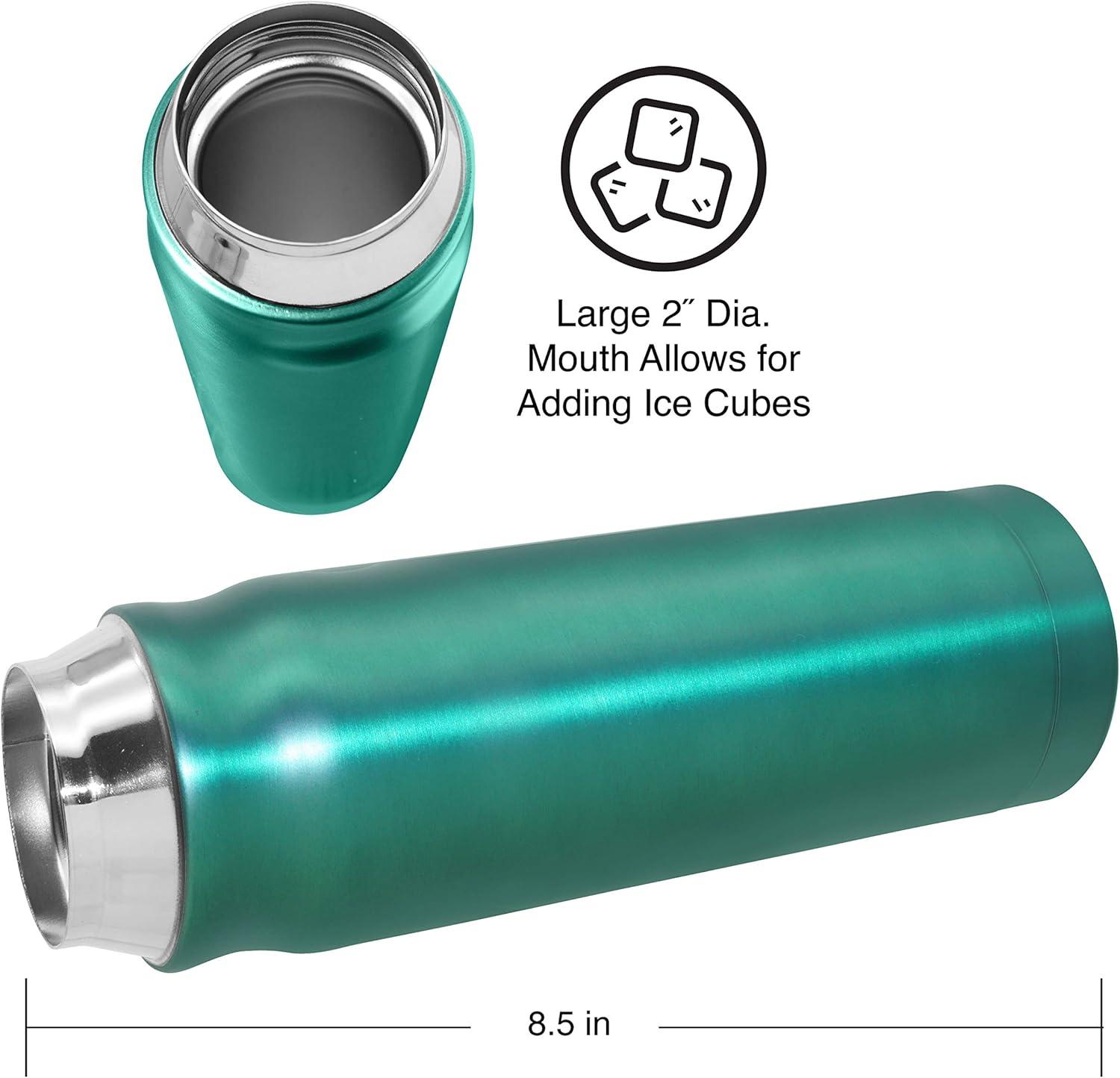 imageOGGI Caliber Stainless Steel Travel Water Bottle Insulated Coffee Mug Metal Water Bottle Sports Bottle Water Flask Travel Bottles 17oz PeacockPeacock