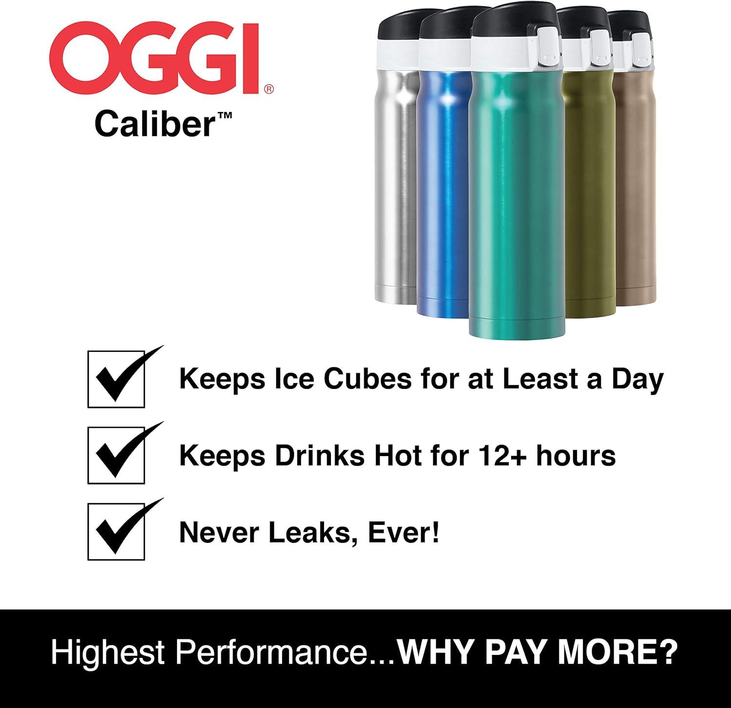 imageOGGI Caliber Stainless Steel Travel Water Bottle Insulated Coffee Mug Metal Water Bottle Sports Bottle Water Flask Travel Bottles 17oz PeacockSlate Gray