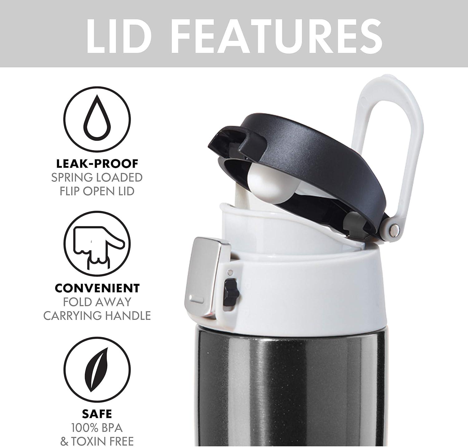imageOGGI Caliber Stainless Steel Travel Water Bottle Insulated Coffee Mug Metal Water Bottle Sports Bottle Water Flask Travel Bottles 17oz PeacockStainless