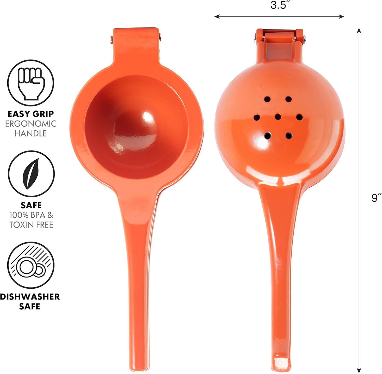imageOGGI Combo Citrus Press Aluminum Manual Citrus Juicer wNonStick Coating Ideal Hand Juicer this Citrus Squeezer is a Great Addition to Your Kitchen Accessories YellowOrange Press