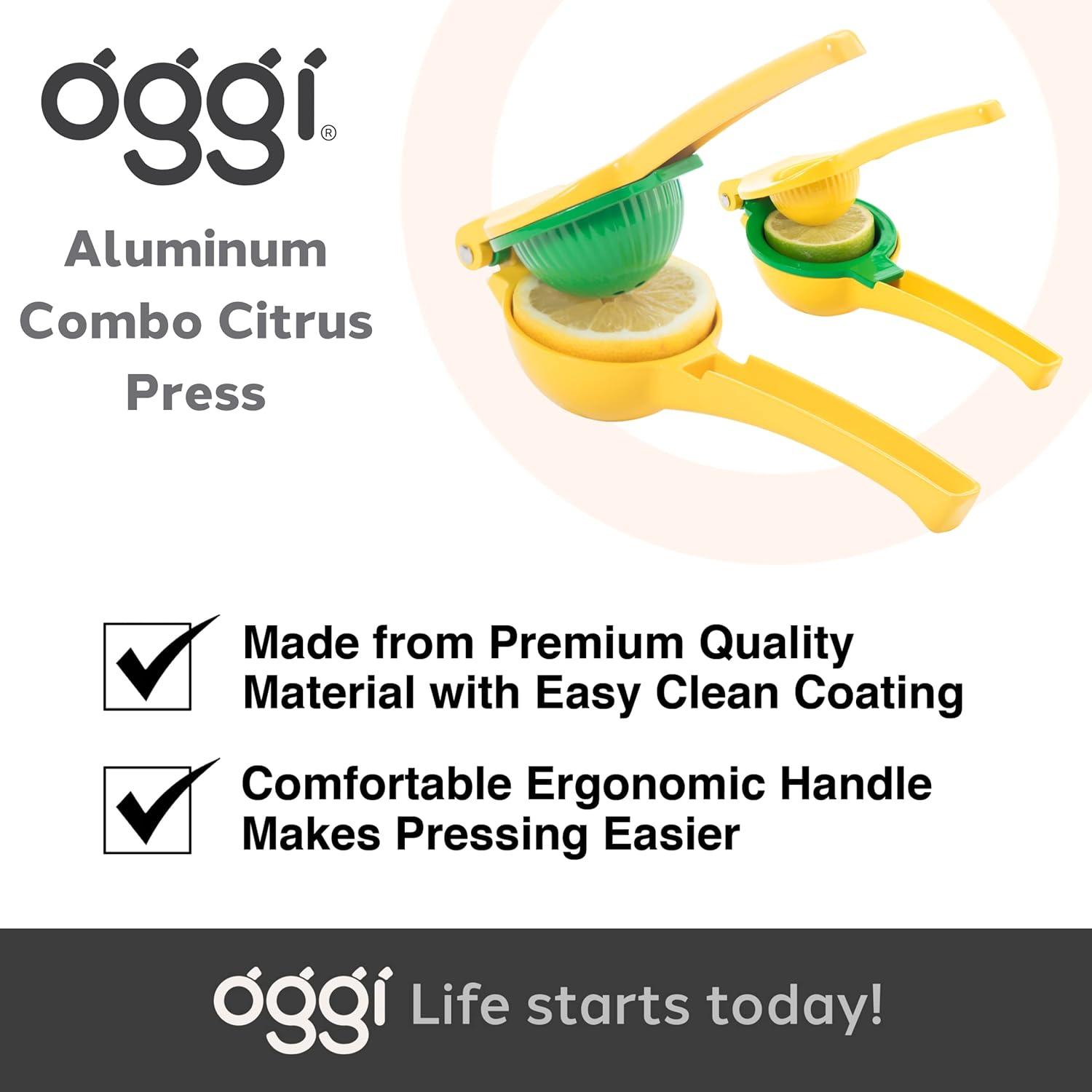 imageOGGI Combo Citrus Press Aluminum Manual Citrus Juicer wNonStick Coating Ideal Hand Juicer this Citrus Squeezer is a Great Addition to Your Kitchen Accessories YellowCitrus Juicer