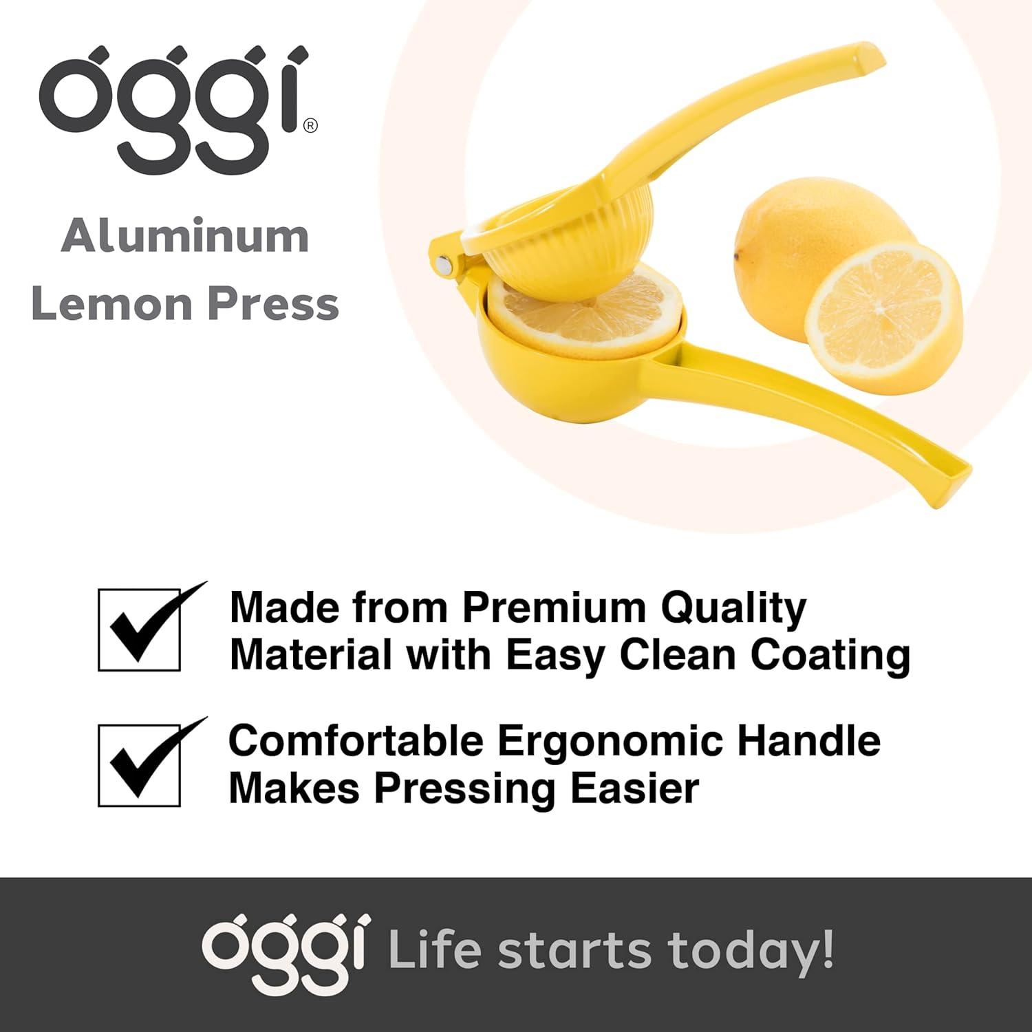 imageOGGI Combo Citrus Press Aluminum Manual Citrus Juicer wNonStick Coating Ideal Hand Juicer this Citrus Squeezer is a Great Addition to Your Kitchen Accessories YellowLemon Press