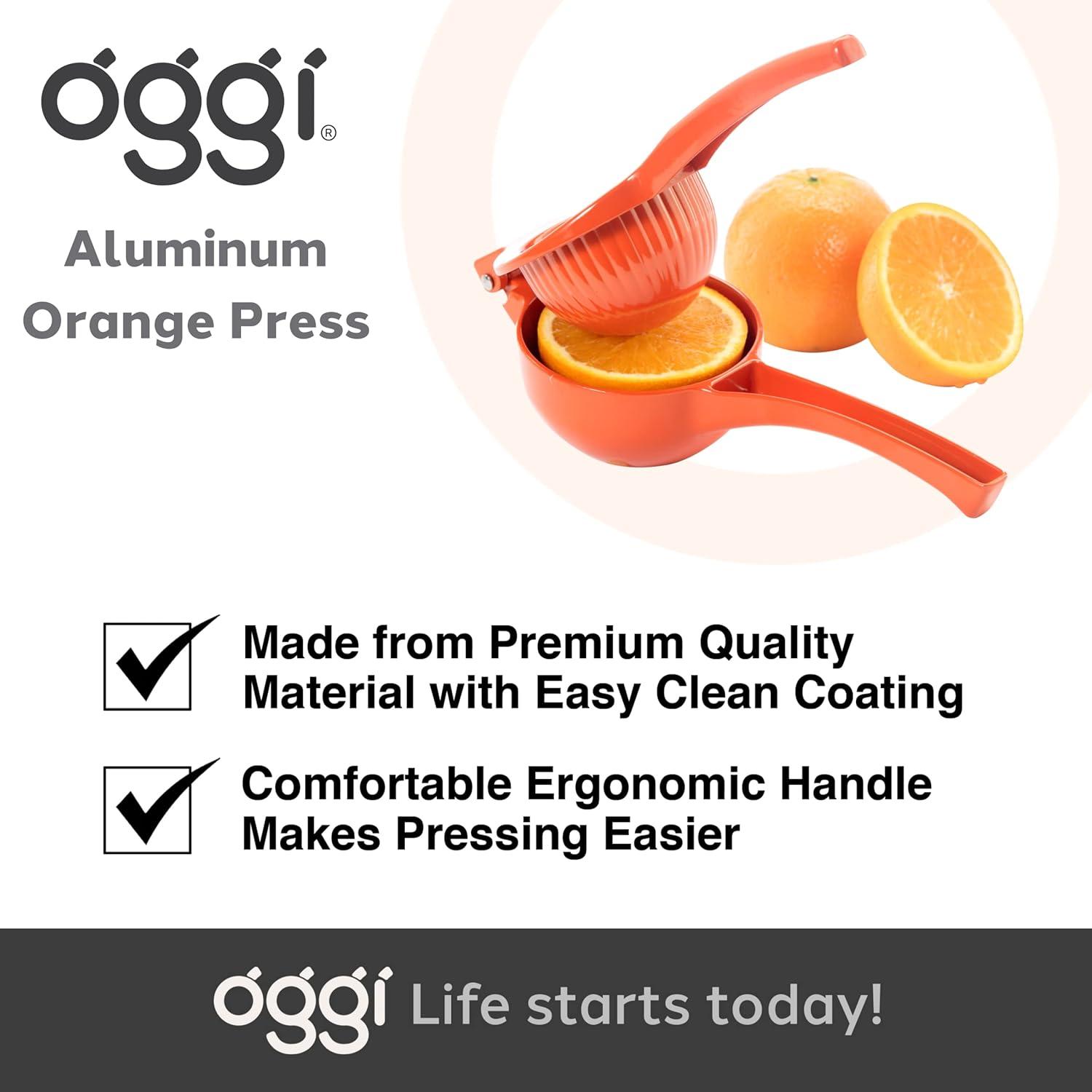 imageOGGI Combo Citrus Press Aluminum Manual Citrus Juicer wNonStick Coating Ideal Hand Juicer this Citrus Squeezer is a Great Addition to Your Kitchen Accessories YellowOrange Press
