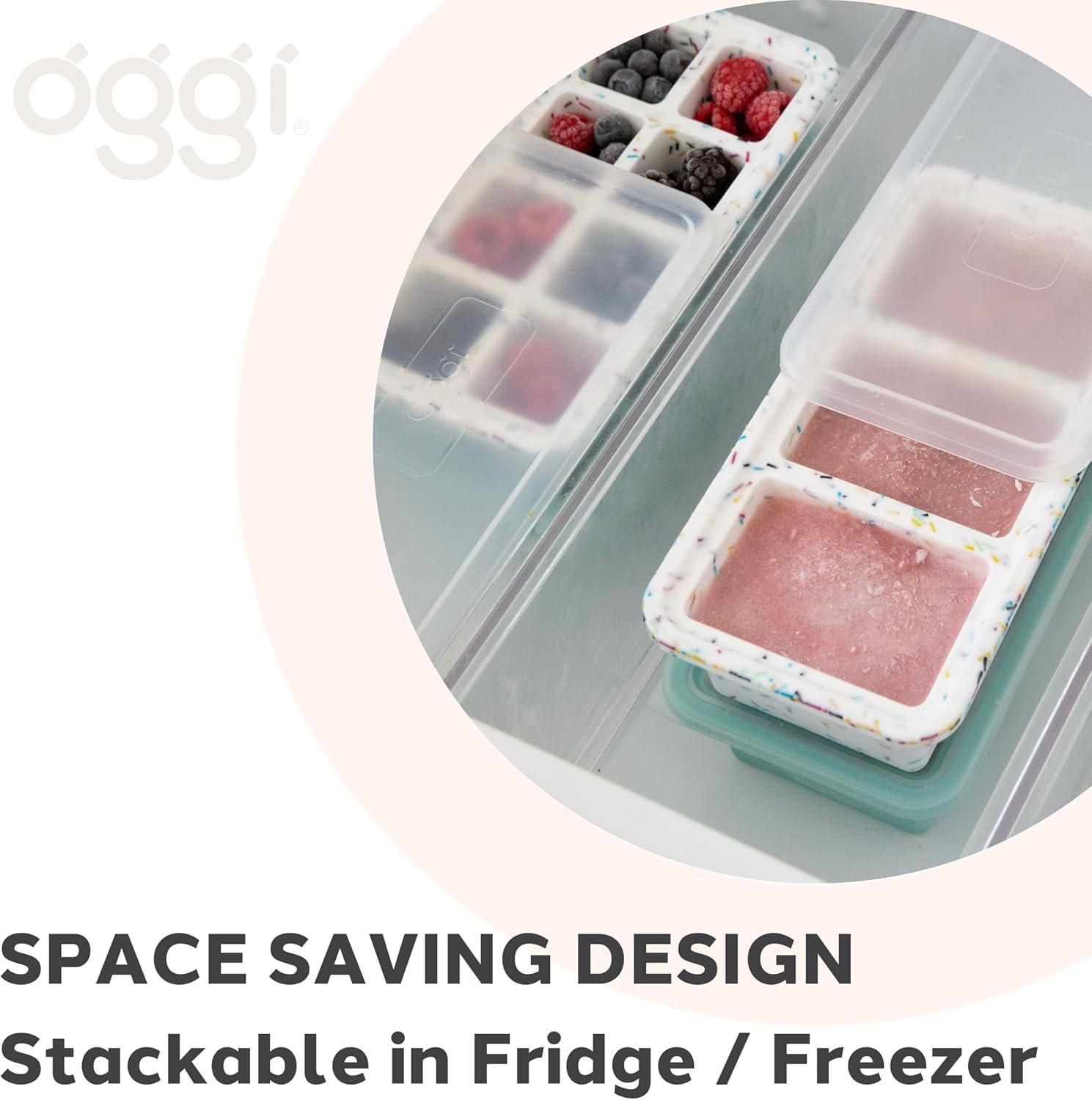 imageOGGI Prep ampamp Portion Silicone Freezer Trays with Lid  Freezer Molds for Food Ice Cube Tray Food Prep Containers Freezer Storage Containers for Soup Smoothie Cubes Broth Leftovers  2 Cup x2Sprinkles