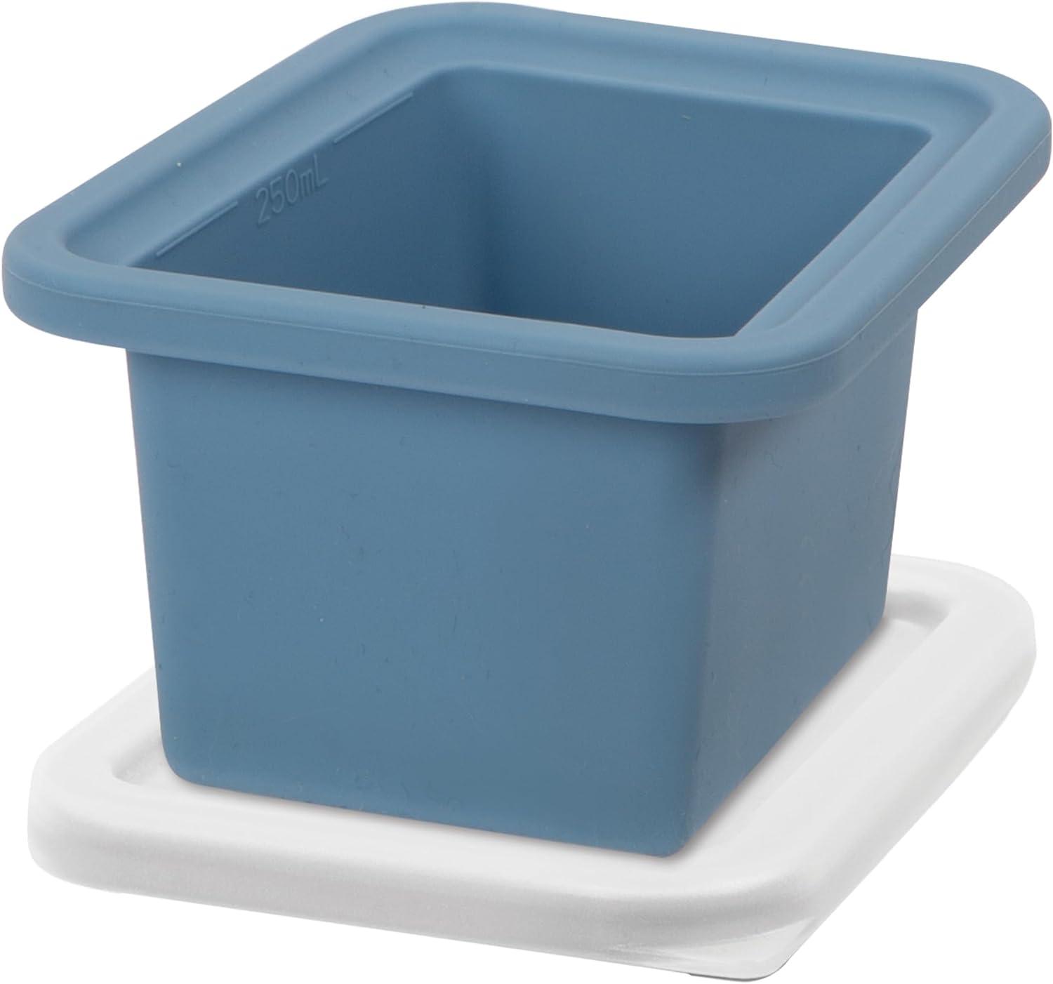 imageOGGI Prep ampamp Portion Silicone Freezer Trays with Lid  Freezer Molds for Food Ice Cube Tray Food Prep Containers Freezer Storage Containers for Soup Smoothie Cubes Broth Leftovers  2 Cup x2Blue