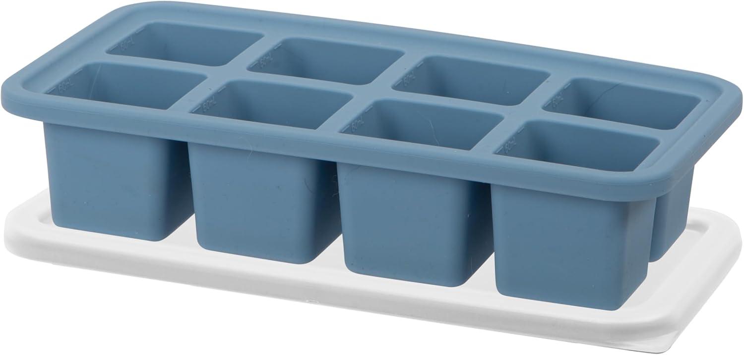 imageOGGI Prep ampamp Portion Silicone Freezer Trays with Lid  Freezer Molds for Food Ice Cube Tray Food Prep Containers Freezer Storage Containers for Soup Smoothie Cubes Broth Leftovers  2 Cup x2Blue