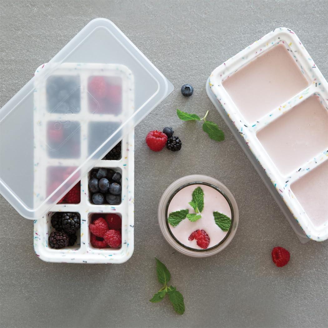 imageOGGI Prep ampamp Portion Silicone Freezer Trays with Lid  Freezer Molds for Food Ice Cube Tray Food Prep Containers Freezer Storage Containers for Soup Smoothie Cubes Broth Leftovers  2 Cup x2Green