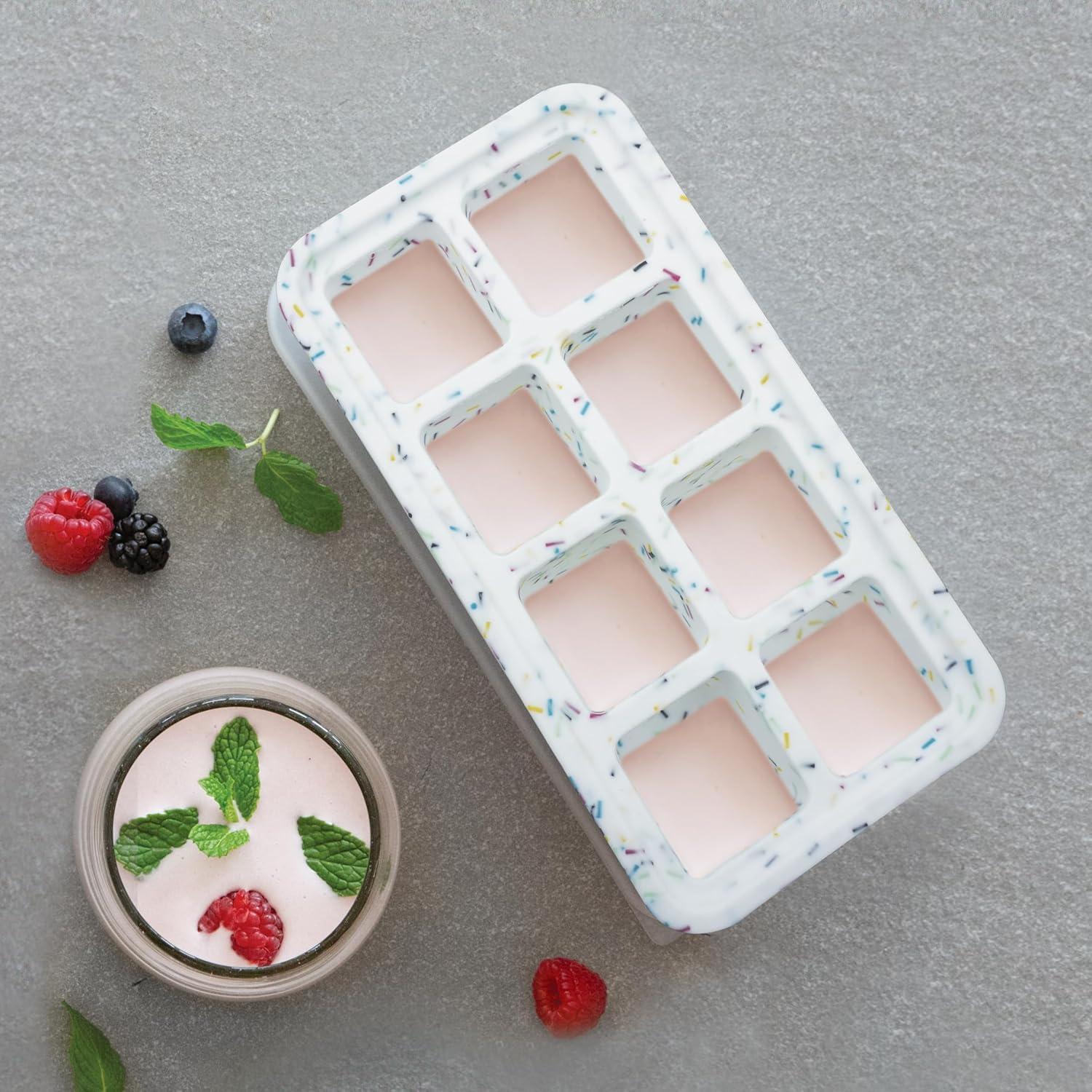 imageOGGI Prep ampamp Portion Silicone Freezer Trays with Lid  Freezer Molds for Food Ice Cube Tray Food Prep Containers Freezer Storage Containers for Soup Smoothie Cubes Broth Leftovers  2 Cup x2Sprinkles