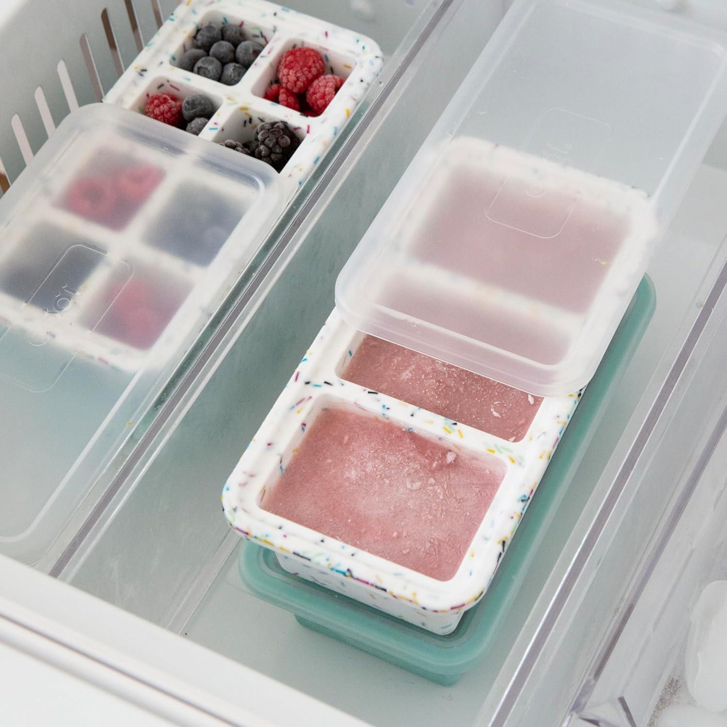 imageOGGI Prep ampamp Portion Silicone Freezer Trays with Lid  Freezer Molds for Food Ice Cube Tray Food Prep Containers Freezer Storage Containers for Soup Smoothie Cubes Broth Leftovers  2 Cup x2Sprinkles