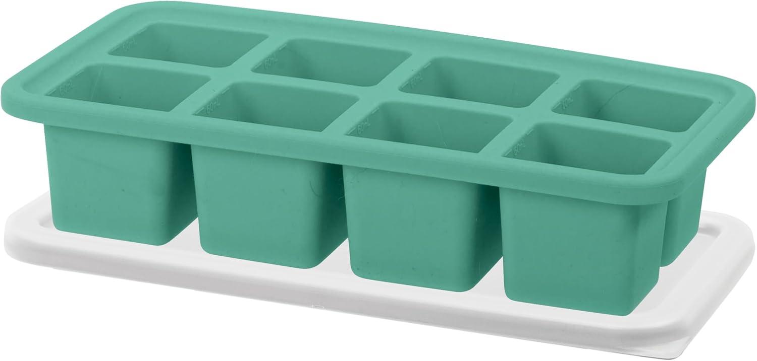 imageOGGI Prep ampamp Portion Silicone Freezer Trays with Lid  Freezer Molds for Food Ice Cube Tray Food Prep Containers Freezer Storage Containers for Soup Smoothie Cubes Broth Leftovers  2 Cup x2Green