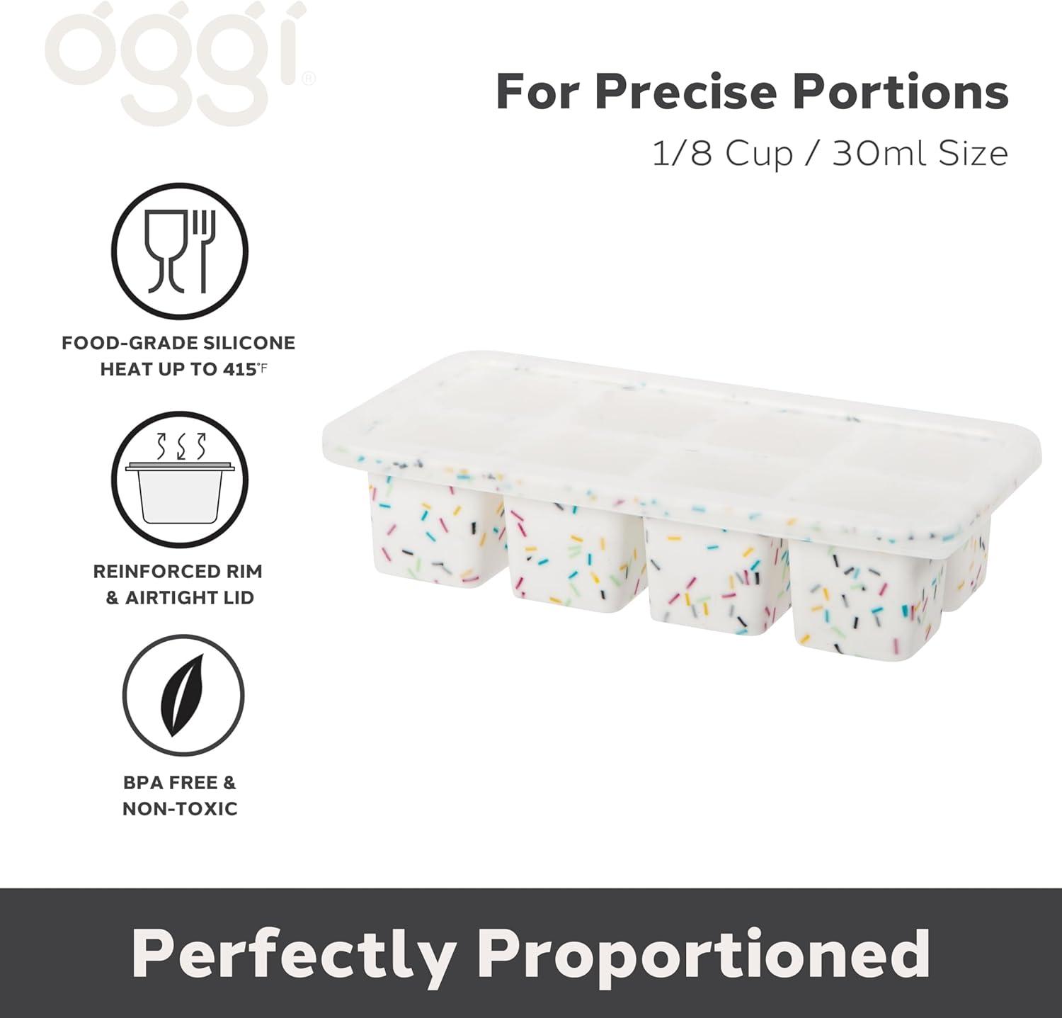 imageOGGI Prep ampamp Portion Silicone Freezer Trays with Lid  Freezer Molds for Food Ice Cube Tray Food Prep Containers Freezer Storage Containers for Soup Smoothie Cubes Broth Leftovers  2 Cup x2Sprinkles