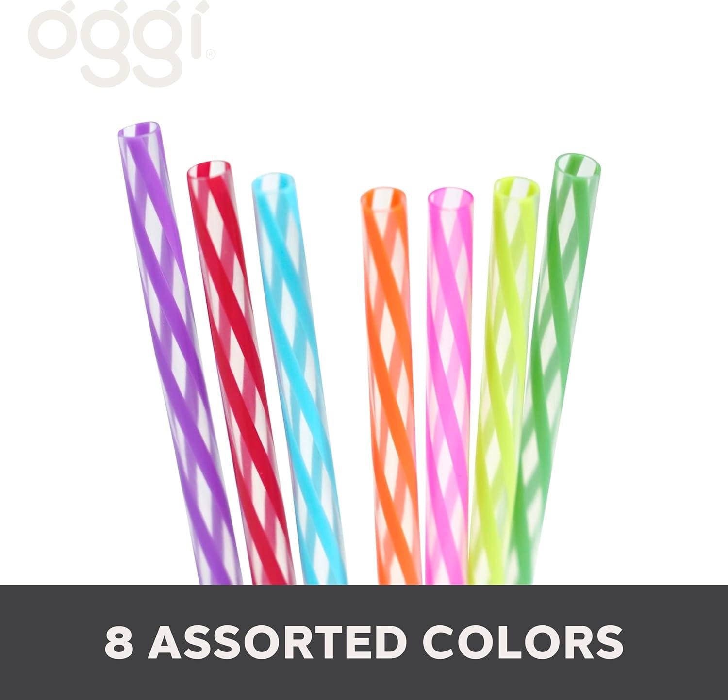 imageOGGI Set of 36 Twist Reusable Drinking Straws Rainbow Straws Reusable Perfect for Preserving Jar Cups Tumblers ampamp More EcoFriendly Plastic Straws Includes Assorted Colors